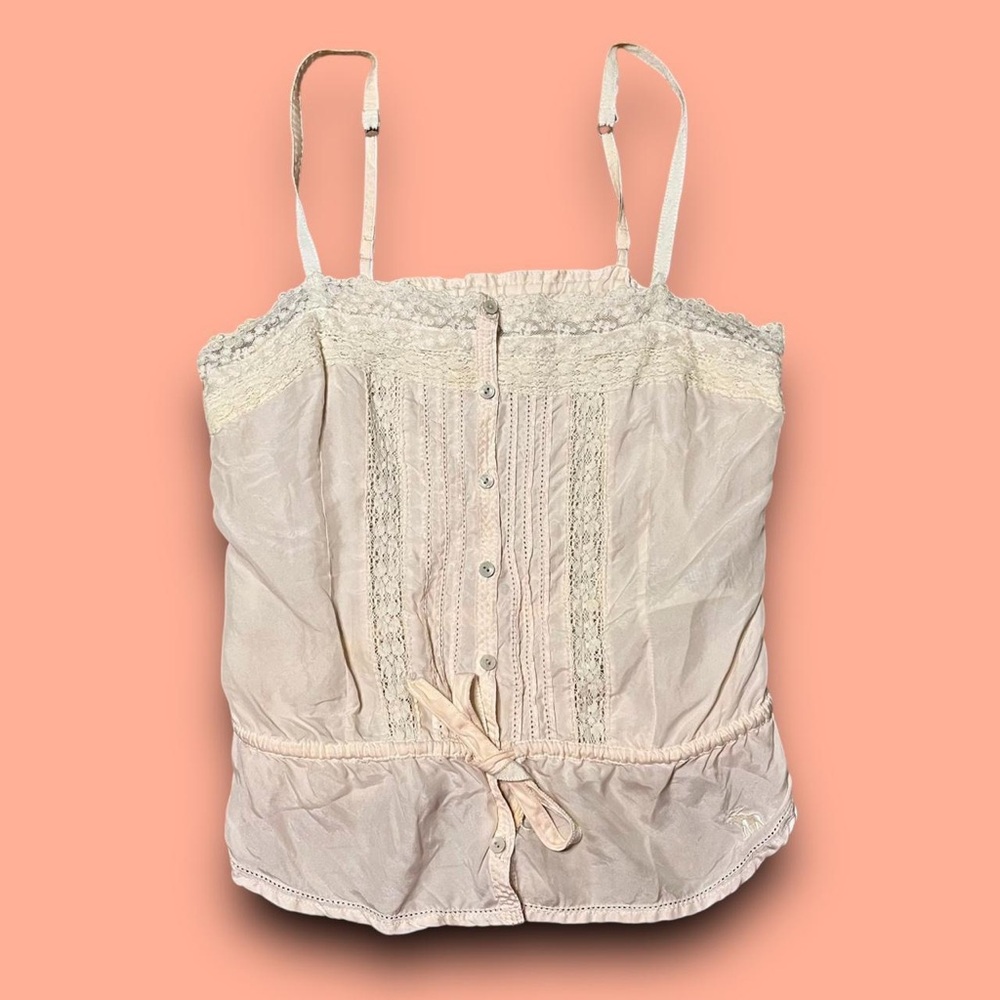 Baby Pink Silk Milkmaid Cami Tank Top Size XS Coquette Angelic Dainty